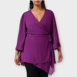 City Chic Violet Wrap-Style Tunic Blouse